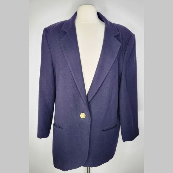 Vintage SAG HARBOR Navy Blue Blazer Jacket Size 18 Gold Button Preppy Wool Lined - Picture 1 of 9